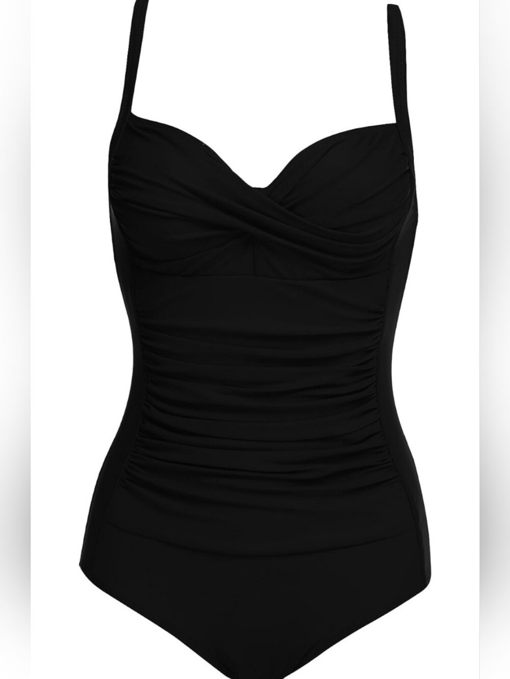 Sleek Black Retro Push-up One-Piece Swimsuit - Picture 10 of 11